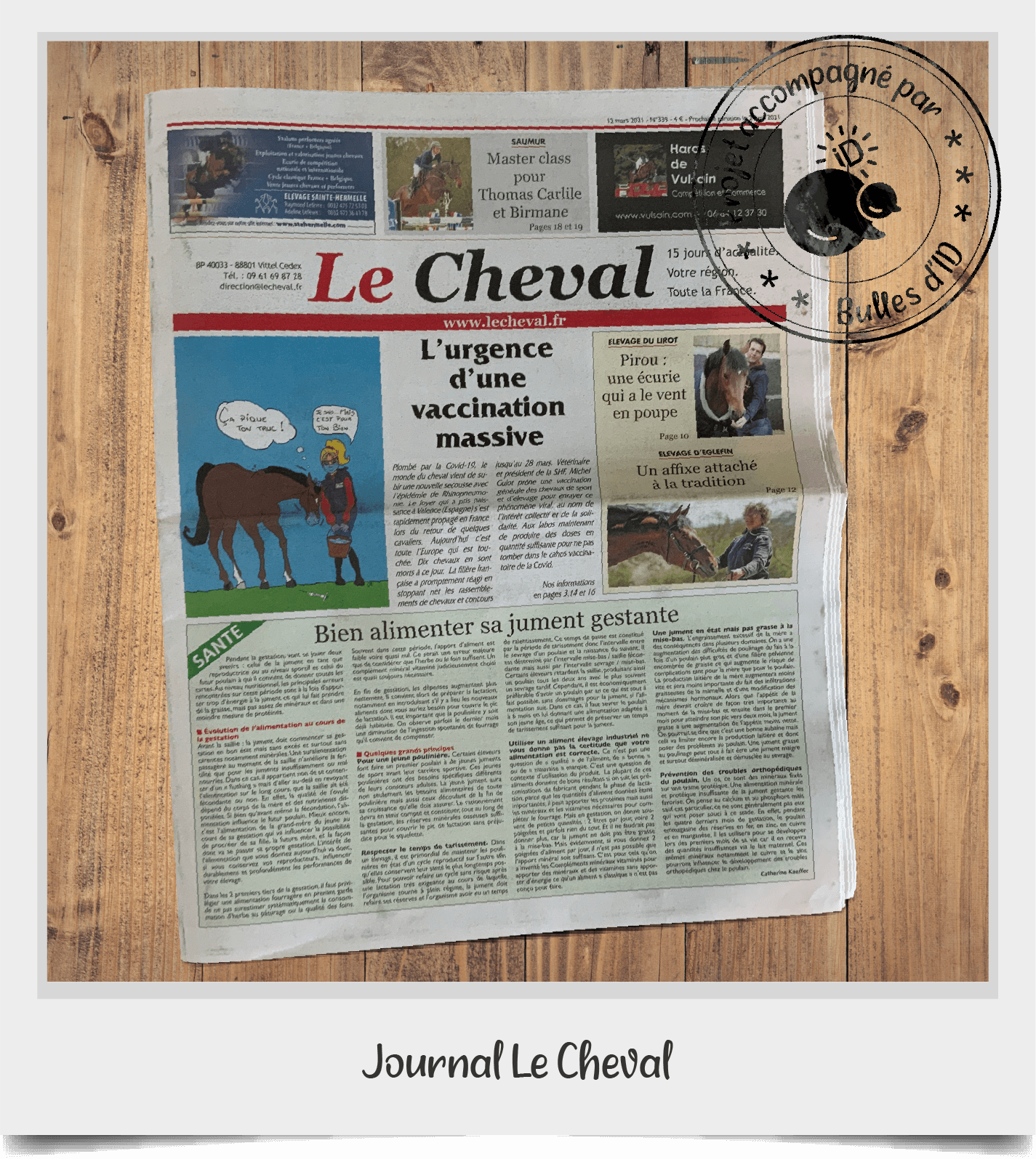 Polaroid Journal Le Cheval illustration vaccination HVE